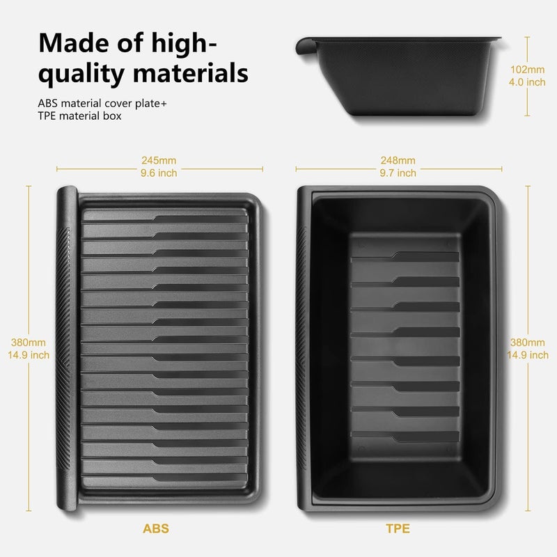KUNIST 2PCS Under Seat Storage Box for Tesla Model Y 2024, TPE Storage Tray Box with Lid for Model Y 2020-2025 (2025-2026 New Model Y Juniper Can only be installed on rear of front seats (under) - Image 4